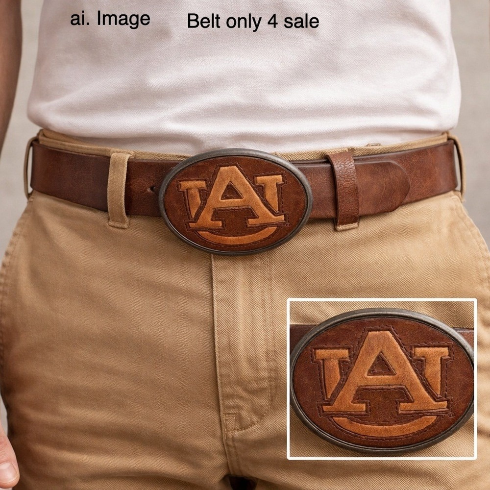 Fossil Auburn University Tigers Leather Belt Brown Full Grain Cowhide 30|36